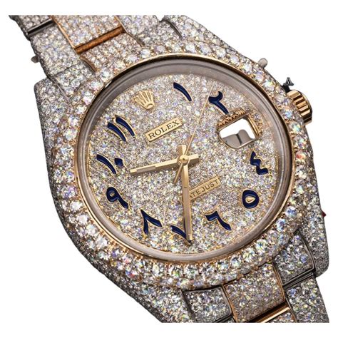 iced out watch cheap with rolex sighn|iced out rolex arabic dial.